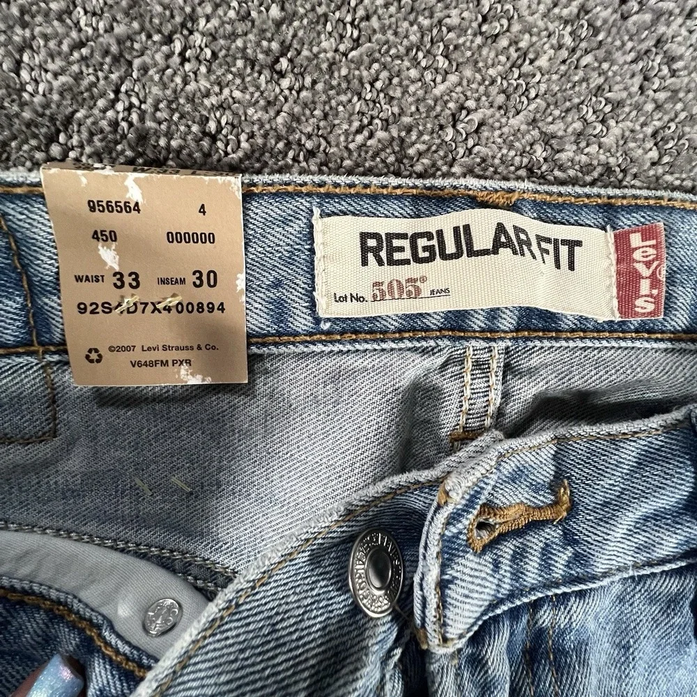 Levi's 505 Regular Fit Jeans Mens 33x30 Light Wash Blue 2007 Y2K NWT‎